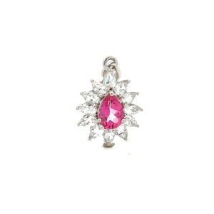 Designer SGF Sterling Silver w/ White & Pink Cubic Zirconia Pendant! 154